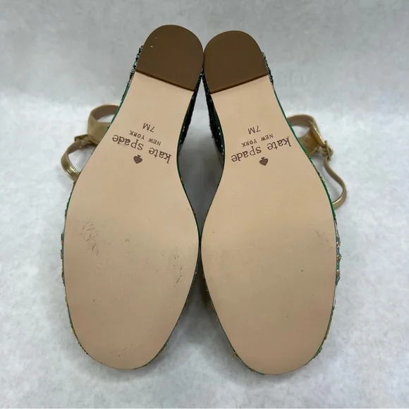 KATE SPADE Dallas Cactus Platform Wedge Sandals - Sz 7 - Picture 15 of 15